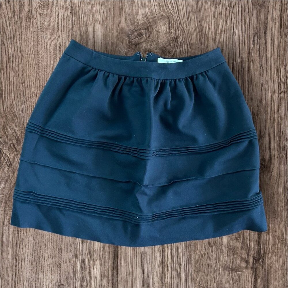 Madewell Silhouette Black Mini Skirt Pleated Raw Hem‎ Size XS Knit Witchy